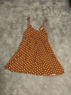 Patrons of Peace Rust Floral Tie-Shoulder Sundress
